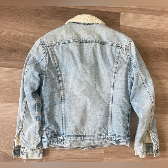 Vintage 70s 80s Levi’s Sherpa Lined Denim Jacket light wash orange tag - Picture 8 of 14